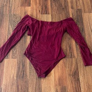 Lush Burgundy Off-Shoulder Bodysuit
